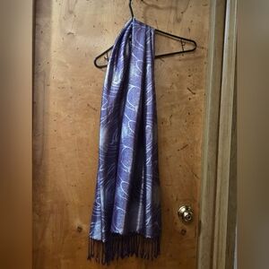 Purple Patterned Scarf with Fringe